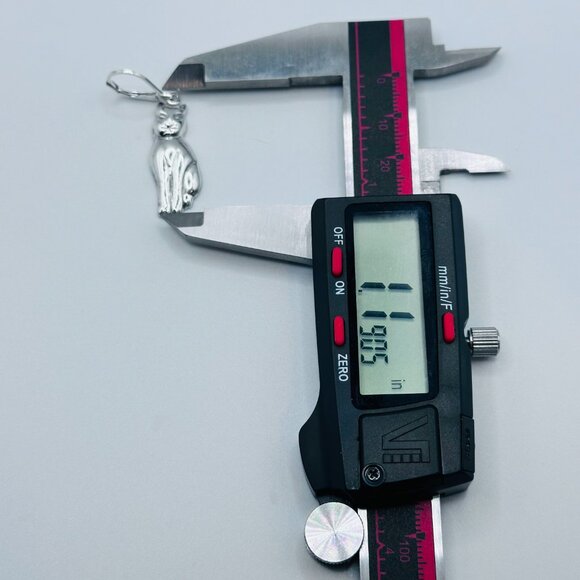 Vintage Sterling Silver Cat Dangle Drop Earrings Marked NF and Stamped 925 - Picture 3 of 6